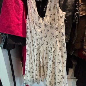 H&M White and Black Floral Mini Dress